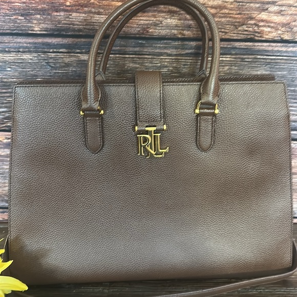 Lauren Ralph Lauren Carrington Brigitte Tote in Chocolate Brown! In Great Cond.. - Picture 2 of 11